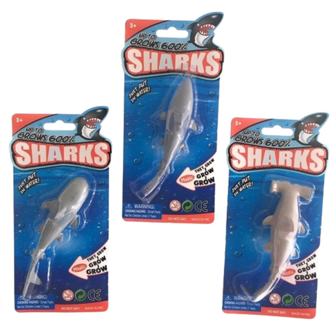 shark figurine that grows 600% when put in water.  approximately 3-4 inches to start
