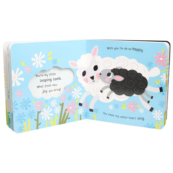 Children's book with a cartoon sheep on a blue background