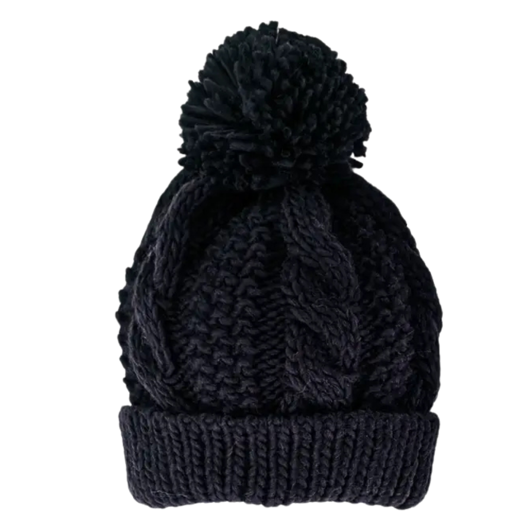 Indigo Cable Knit Beanie Hat