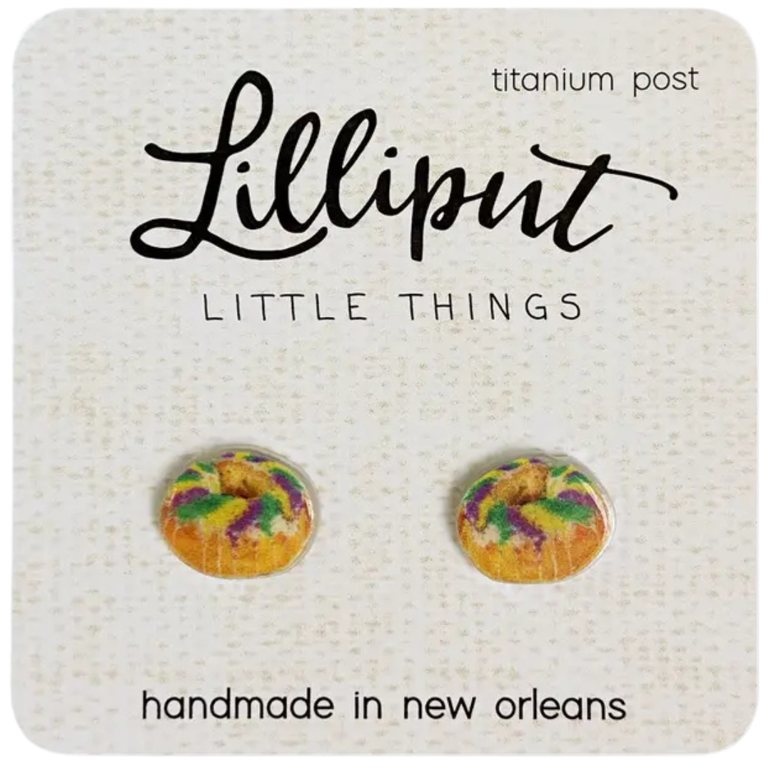 mardi gras king cake post style earrings
