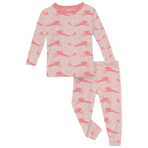 Print Long Sleeve Pajama Set Baby Rose Mermaid