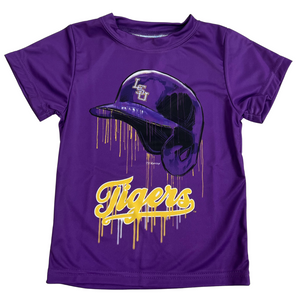 LSU Dripping Baseball Helmet Performance Tee