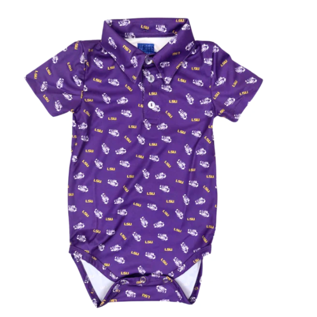 LSU Repeat Logo Purple Onesie