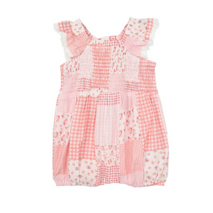 light pink romper with patch work design 