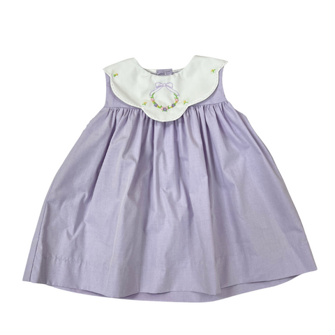 Lavender Sleeveless Dress with White Scalloped Collar