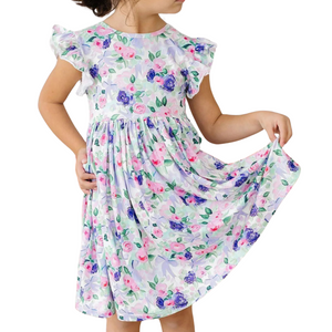 Lavender Love Flutter Sleeve Twirl Dress