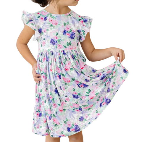 Lavender Love Flutter Sleeve Twirl Dress