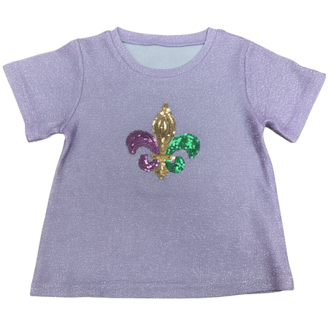 Mardi Gras Sparkle Fleur De Lis Tee