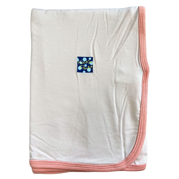 bamboo swaddling blanke solid very light pink trimmed in a pink blush color