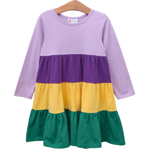 Mardi Gras Colorblock Twirl Dress