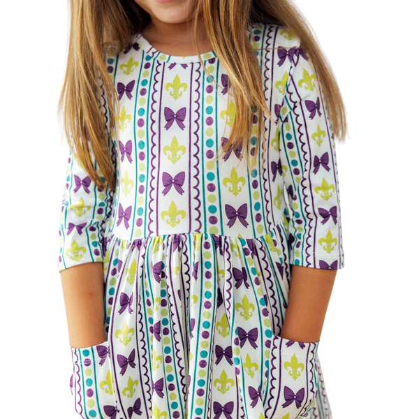 Mardi Gras Pocket Twirl Dress