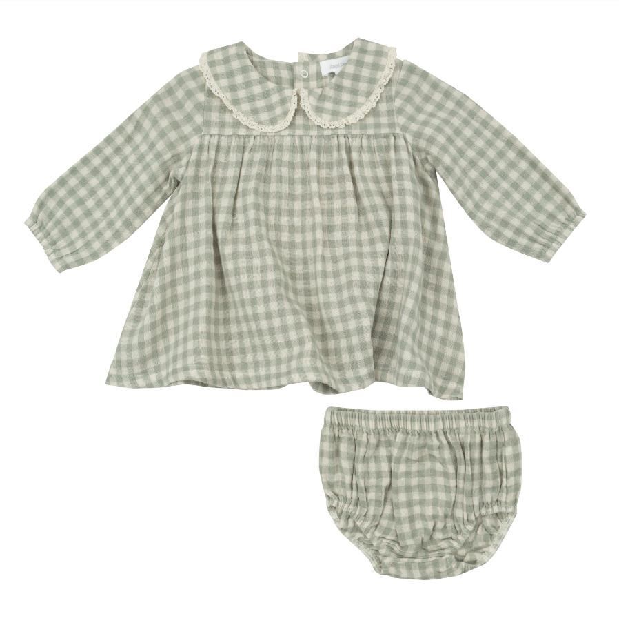 Gingham green peter pan collar dress