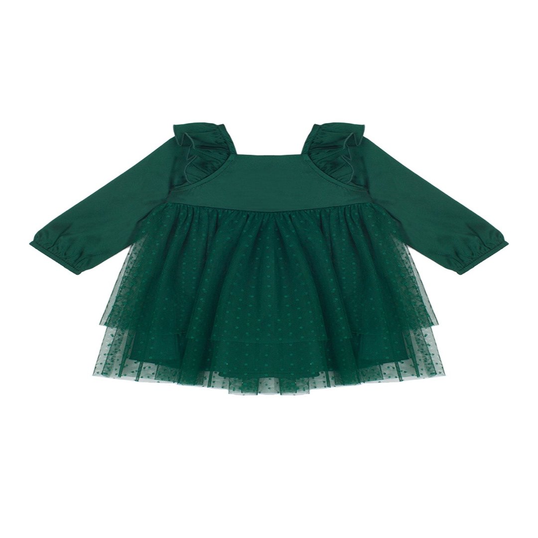 green christmas dress with long sleeve