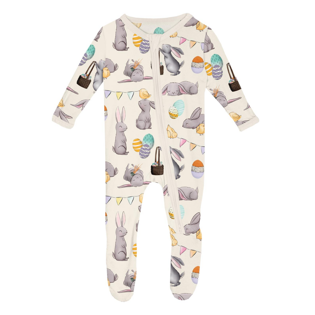 Natural Egg Hunt Footie with 2 Way Zipper