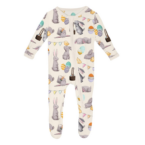 Natural Egg Hunt Footie with 2 Way Zipper