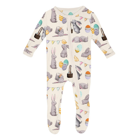 Natural Egg Hunt Footie with 2 Way Zipper