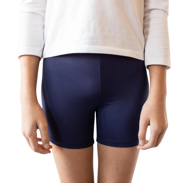 Navy biker style shorts made for wearing under dresses