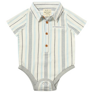 Navy and White Wide Stripe Helford Woven Onesie
