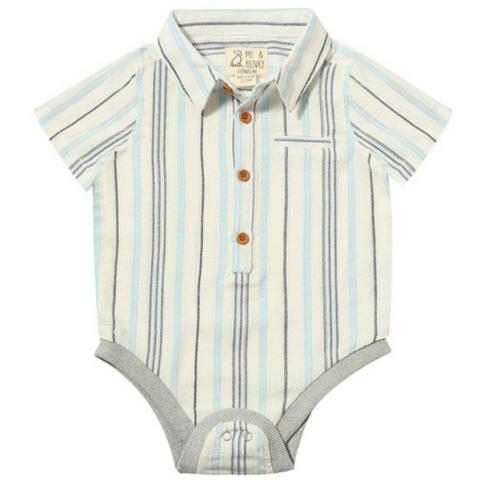 Navy and White Wide Stripe Helford Woven Onesie