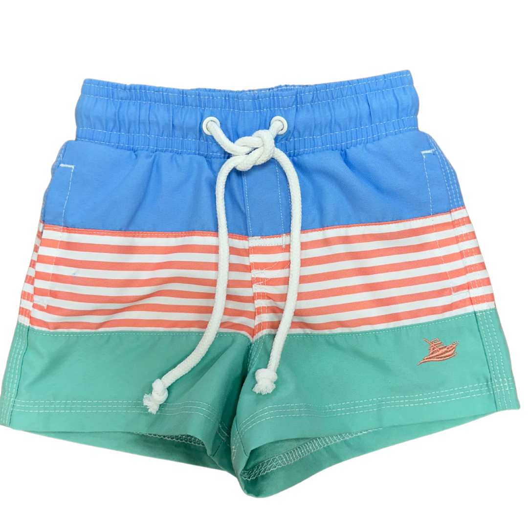 Persimmon Color Block Swim Trunks