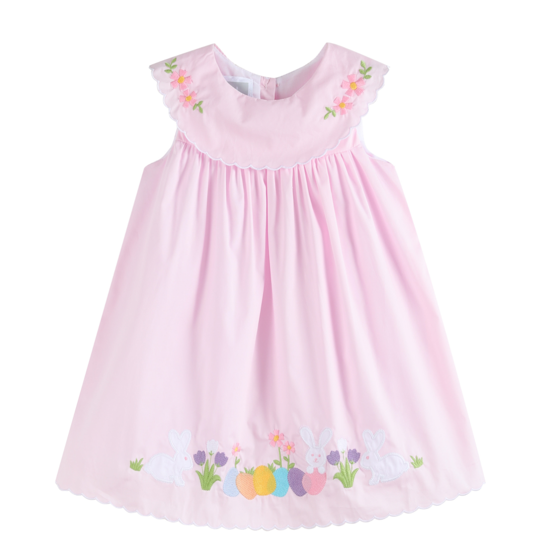 pink easter applique dress