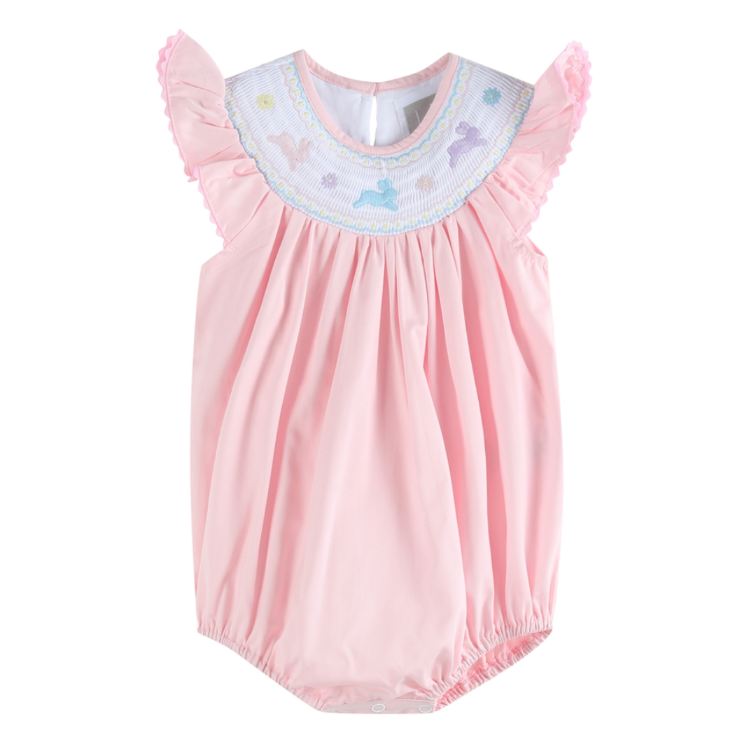 pink smocked easter bubble