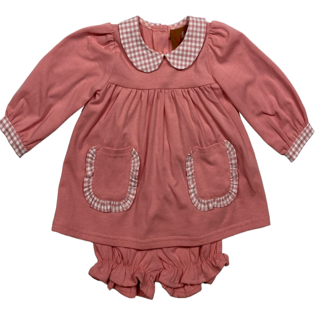 pink bloomer set with pink gingham collar