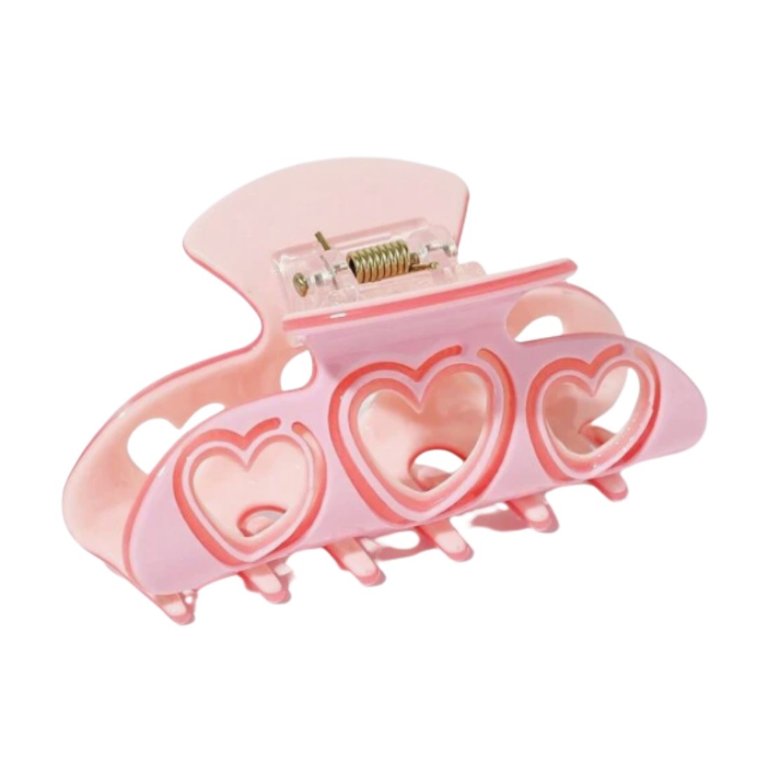 Pink Hollow Heart Clip