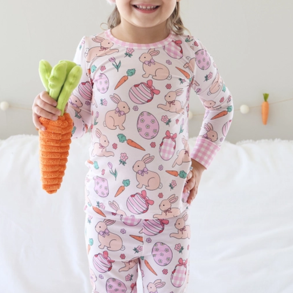 Hoppy Spring Pink Two Piece Pajama Set