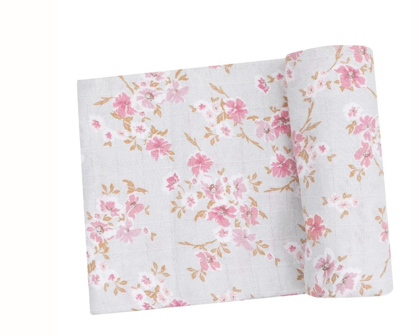Pink Phlox Floral Swaddle Blanket