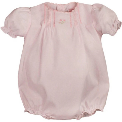Pink Short Sleeve Pintuck Bubble and Hat