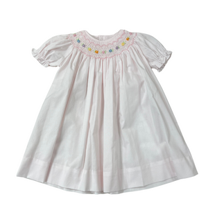 Pink Smocked Bishop with Pastel Floral Bullion