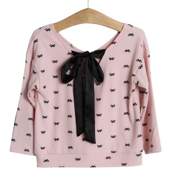 Pink Kirsten Black Bow Sweater