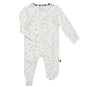 white footie with a natural animal print. 
