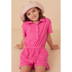 Collared Button Terry Romper