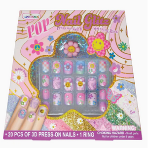 press on nails with groovy flowers