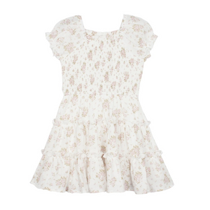 white dress with pink flowers