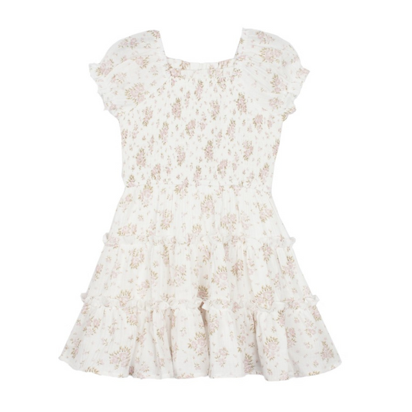 white dress with pink flowers