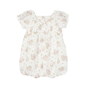 white romper with pink flowers