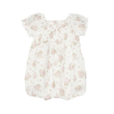 white romper with pink flowers