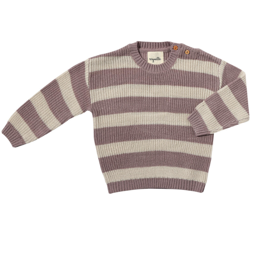 lavender and white horizontal stripe sweater