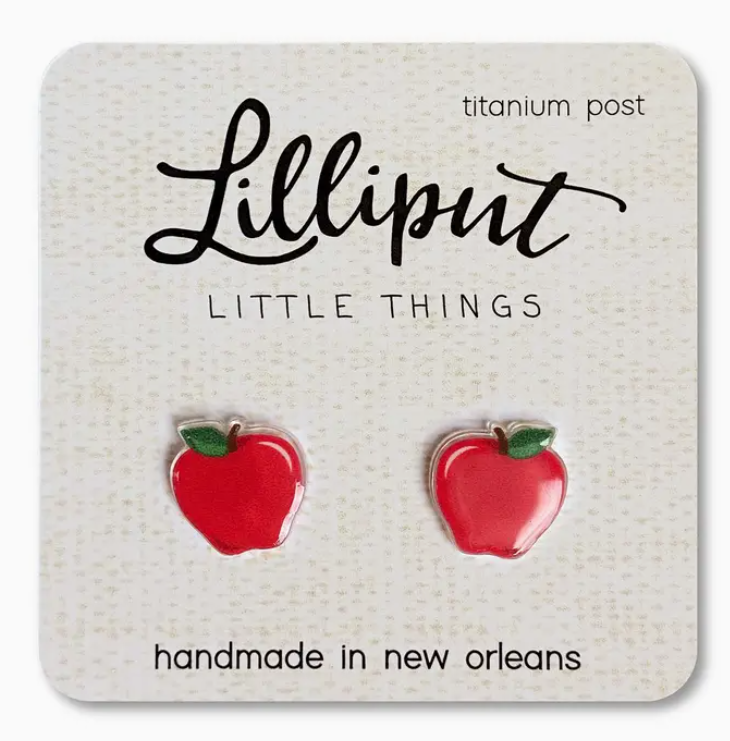 red apple earrings