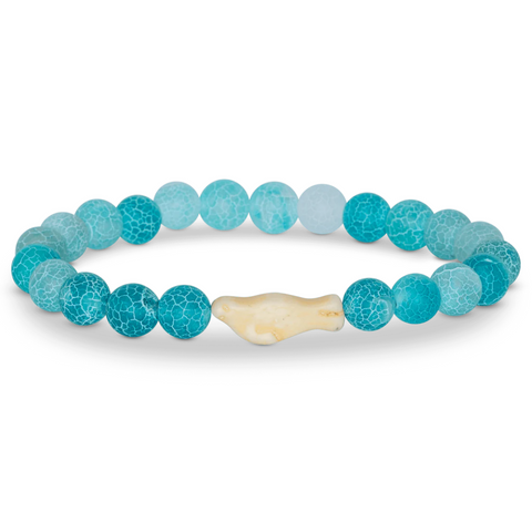 Fahlo seal tracking bracelet with marine-themed packaging, featuring ocean blue tones and information about seal conservation and GPS tracking access.