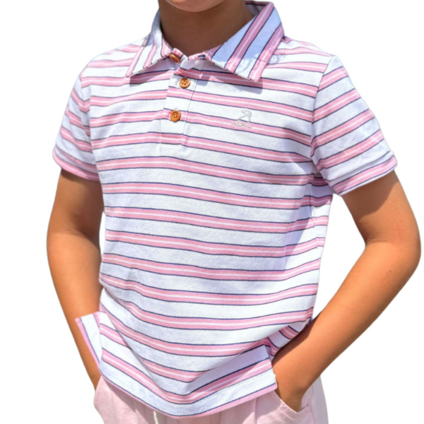 Pink and Navy Pique Shipping Polo