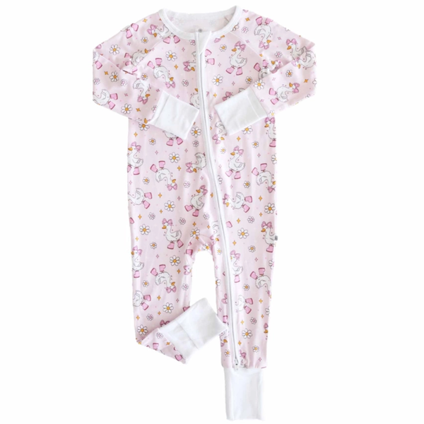 Silly Goose Pink Convertible Zipper Romper