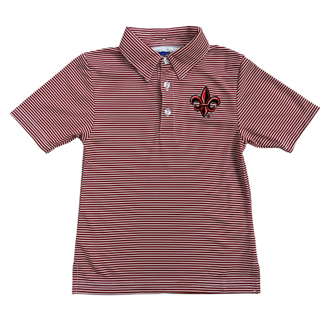 UL Lafayette Ragin’ Cajun Performance Polo with thin stripe design, breathable performance fabric, and game day style.