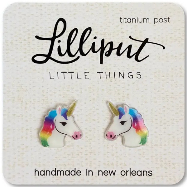 white faced unicorn stud earrings
