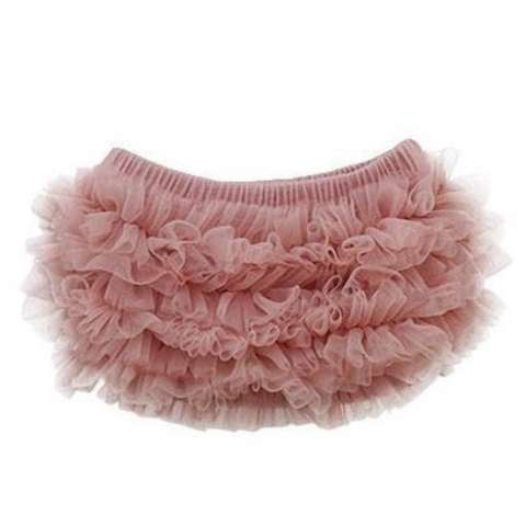 pink bloomers with pink ruffles on the back. 