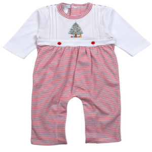 Christmas Tree Hand Embroidered Pima Romper