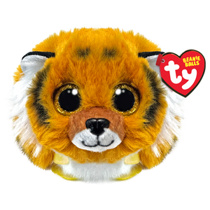 Fluffy tiger with sparkly yellow beaded eyes. 